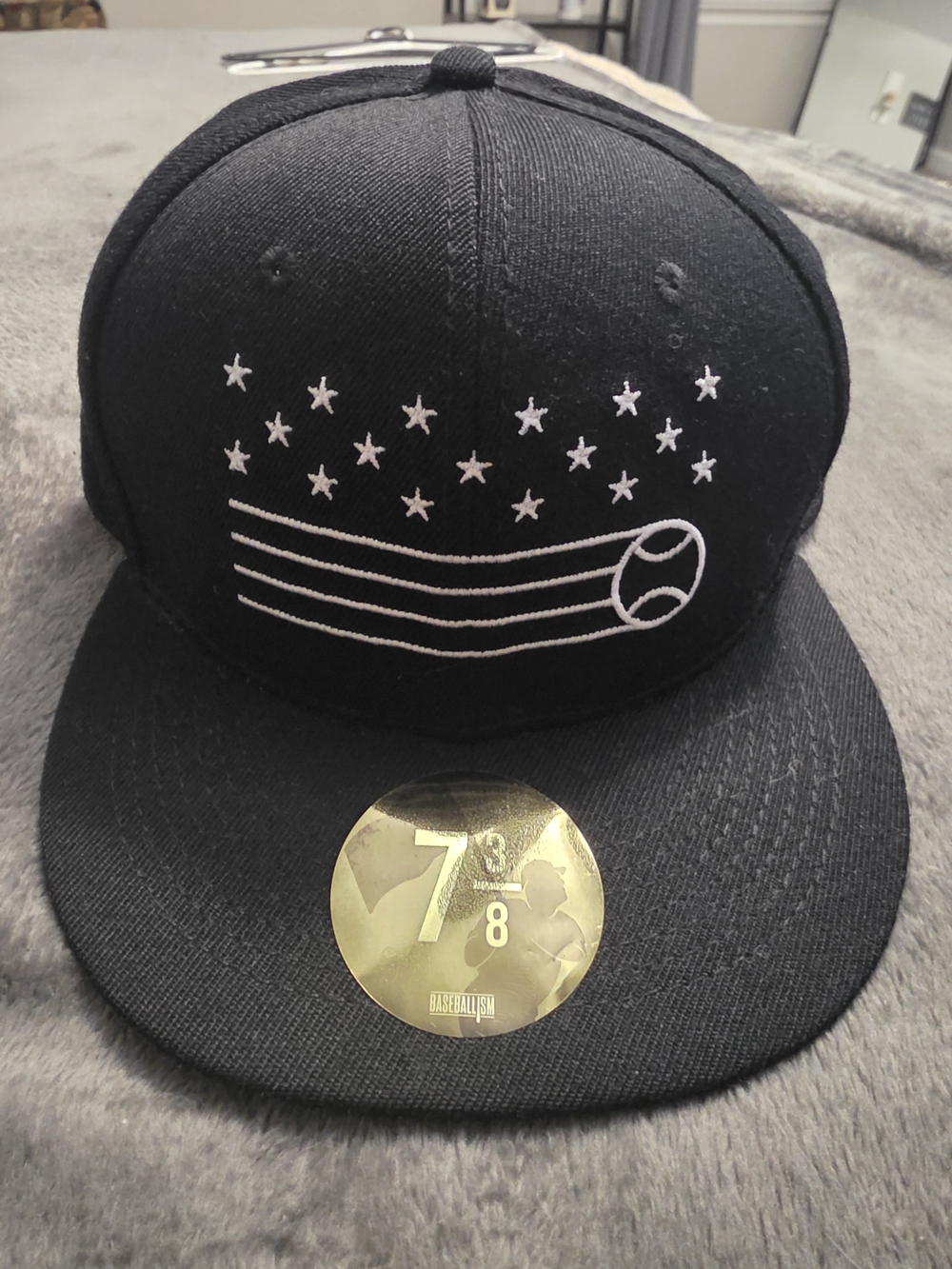 Black Stars & Ball Embroidered Fitted Hat